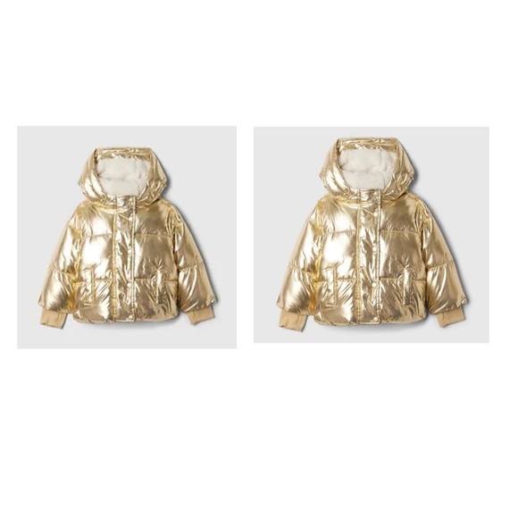 GAP Other - TWINS GAP Kids Gold Puffer Jacket set of 2 size 2yrs Gold puffer